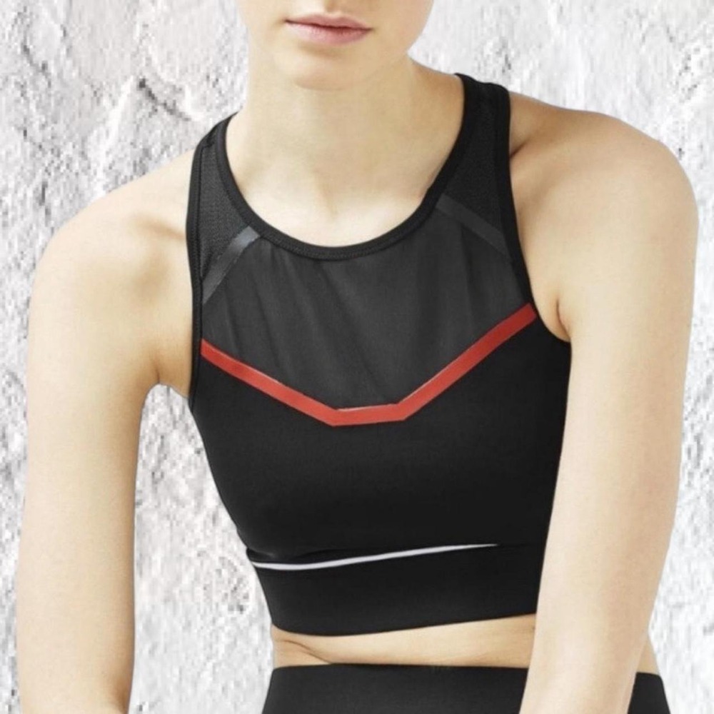 Ivy Park Beyonce Colorblock Mesh Racerback Sports Bra Black Red Pink S